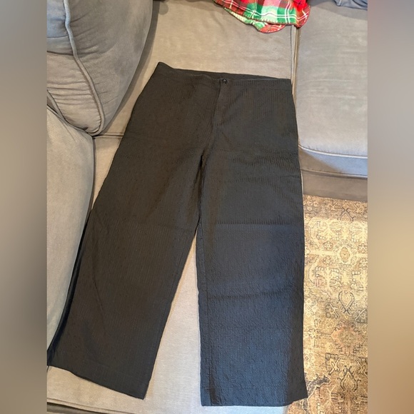 Johnny Was Women’s Black Seersucker Wide Leg Dress Pants Size XL - Picture 7 of 8